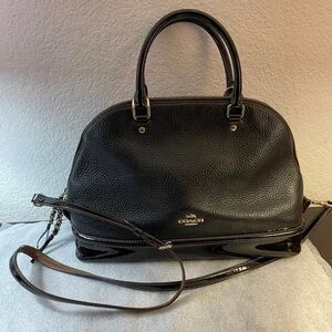 Coach Sierra domed leather large satchel bag in black